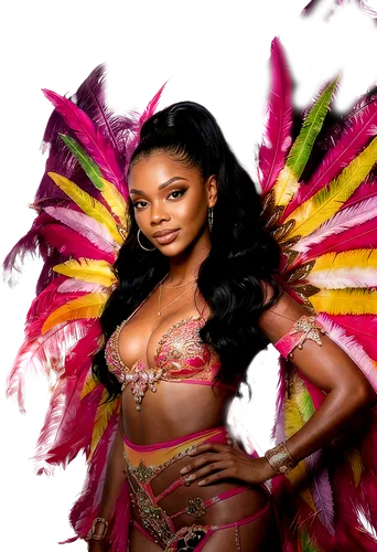 Carnival dancer in pink feathers